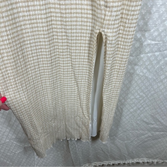 Wilfred Tan White Checkered Smocked Maxi Dress - Picture 3 of 6